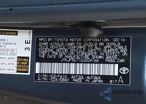2016 Scion Tc z USA, uszkodzony, nr VIN JTKJF5C71GJ024166